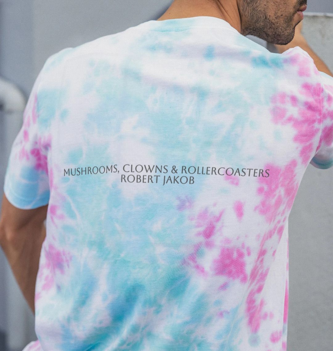 Men's Album T-Shirt - "Mushrooms, Clowns & Rollercoasters" (Tie Dye)