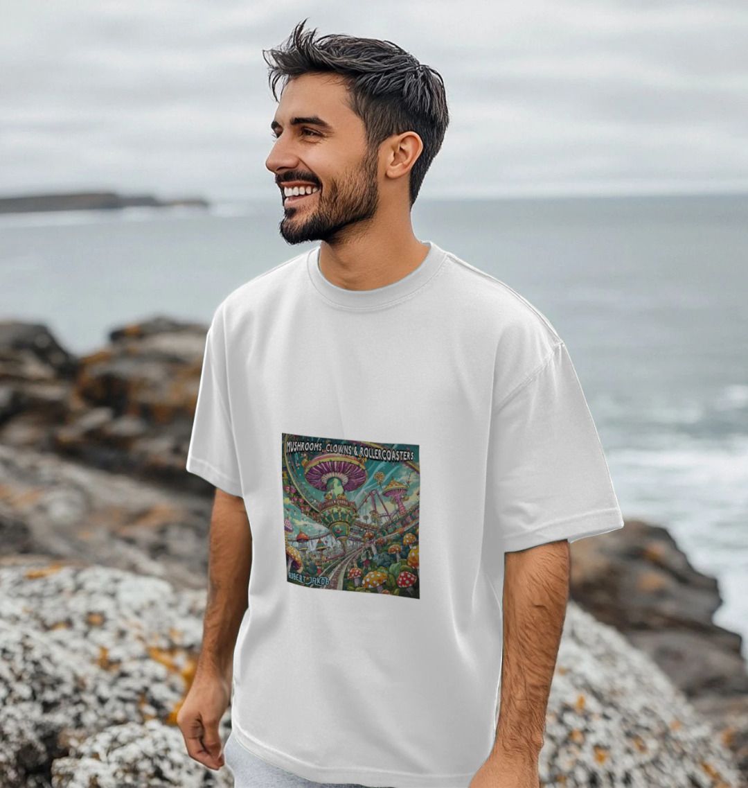 Men's Album T-Shirt - "Mushrooms, Clowns & Rollercoasters)