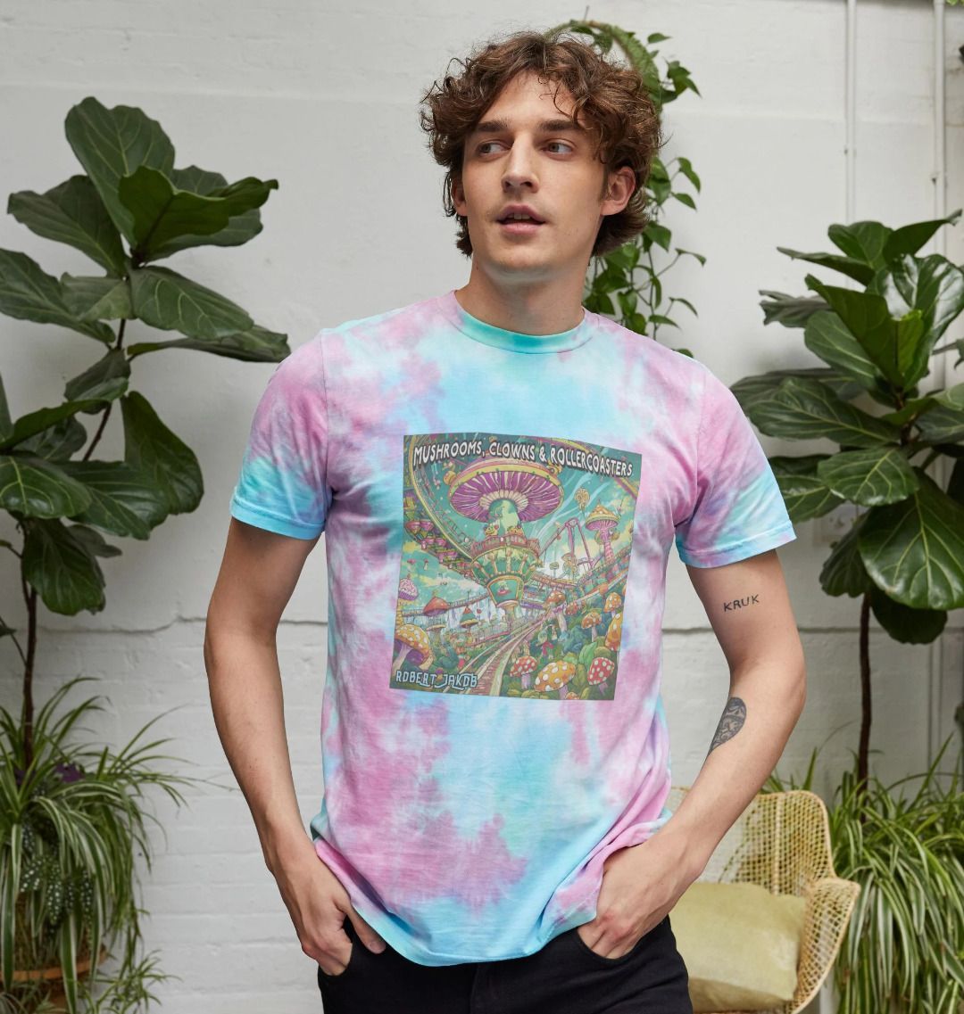 Men's Album T-Shirt - "Mushrooms, Clowns & Rollercoasters" (Tie Dye)