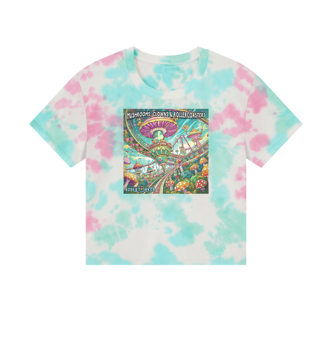 Pastel Tie Dye New Album Shirt 'Mushrooms, Clowns & Rollercoasters' (women)